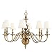 Charleston 8-Light Chandelier - Aged Brass Finish with Off White Faux Silk Shade