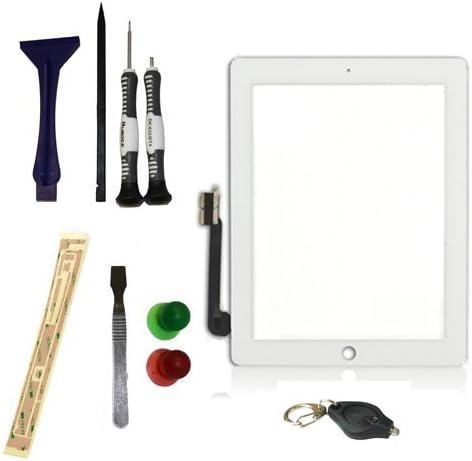 YAGADGET iPad 4th Gen New Ipad Touch Screen Glass Digitizer Screen Replacement Kit + Adhesive + Special iPad Tool Kit (Full Do It Yourself Kit) White