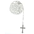 Clear Glass Bead Rosary with 7mm Round Beads - 28'' Necklace - 20'' Overall Length