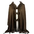 Winter Real Fur Tie Shawl Wrap Stole Poncho Cape Brown