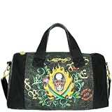 ED HARDY #10201 CAL DUFFLE KRINKLED CANVAS BAG BLACK