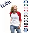 Bella Women's Baby Rib Contrast 3/4-Sleeve Raglan T-Shirt