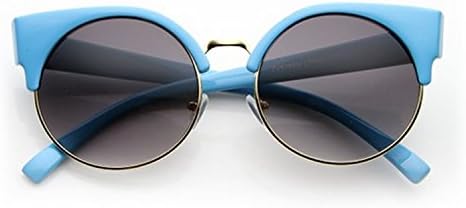 Hontu Women's Round Circle Half Frame Semi-Rimless Cateye Sunglasses