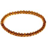 Certified Genuine Baltic Honey Amber Spring Round Very Small Beads Bracelet, 6.5"