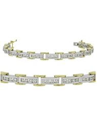CleverEve Luxury Series Diamond Bracelet - Two Tone Link Tennis Bracelet in 18K White Gold & Yellow Gold