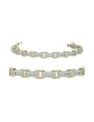 Diamond Bracelet - Two-Tone Link Tennis Bracelet in 18k White & Yellow Gold