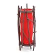 Handmade Natural Bamboo Table / Desk Lamp With Crimson Cotton Shade