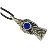 Blue Highly Detailed Fine Pewter Wizard Moonstar 3d Natural Crystal Ball Fantasy Necklaces & Pendants