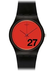 Swatch Generation 27 Red Dial Black Silicone Ladies Watch GB276