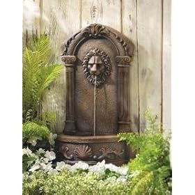  Faux Stone Outdoor Lions Head Garden Courtyard Fountain