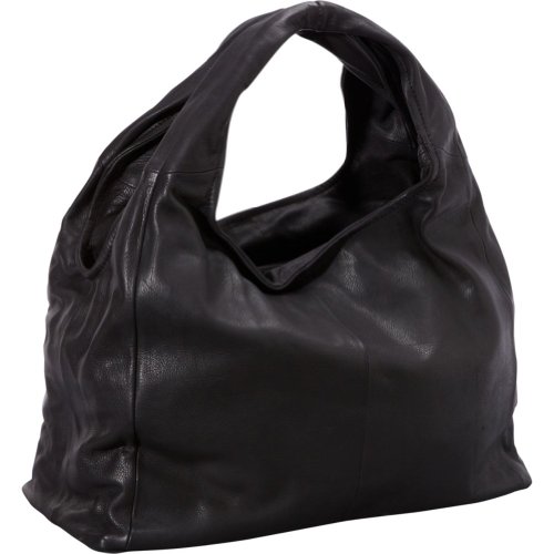 R & R Collections Large Leather Hobo (BLACK)