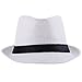 Bigood Women Fedora Trilby Beach Sun Pp Braid Straw Panama Hat (White Off)