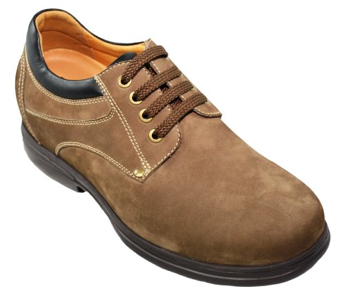 TOTO - X2816 - 3 Inches Taller - Height Increasing Elevator Shoes (Nubuck Brown Casual Shoes)