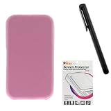 GTMax Premium Pink Flip Snap On Leather Case + LCD SCreen Protector + Stylus Pen For AT&T Apple iPhone 3G, 3GS 3G-S Cell Phone