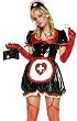 Black Vinyl Bubble Dress Nurse Outfit Sexy Adult Halloween Costume Naughty Skimpy Cute Doctor