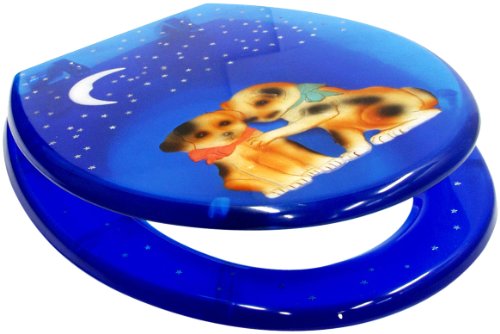 Schl&auml;fer 4644106  WC-Sitz "Moonlight" Polyresin, Dekor 2 Hunde