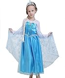 TOPWELL88 Girls Snow Queen Elsa Anna Costume Snow Princess Dresses (US-3T/3)
