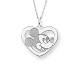 Sterling Silver Mickey Mouse Heart Charm Pendant - Officially Licensed Disney Jewelry