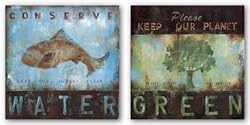Please Keep Our Planet Green and Conserve Water Set by Wani Pasion 12"x12" Art Print Poster