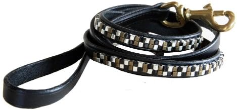 Just Fur Fun Dog Leash, Glitz, 6-Feet, Black Leather