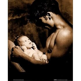 L'Enfant Baby with shirtless man Art Print Poster - 41x51 cm