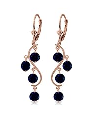 14k Rose Gold Natural Sapphire Dangle Drop Earrings