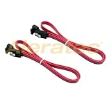 Left Angle to Straight SATA 2.0 Data Cable with Clip, 20 Inches - 2 Pack