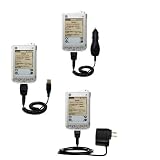 Deluxe Kit for the PalmOne i705 includes a USB cable with Car and Wall Charger - Gomadic Brand w/ TipExchange Technology