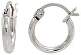 10k White Gold Hoop Earrings w/ Snap-on Lock, 9/16 (15mm) diameter