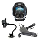Brand New Shop4accessories Car Kit: Windscreen Suction Mount Holder and In Car Charger for the BlackBerry Curve 8900 (aka Javelin)
