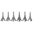 Silver Color Eiffel Tower Paris Set of 6 Mini Magnets for the Refrigerator or Wall