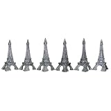 Silver Color Eiffel Tower Paris Set of 6 Mini Magnets for the Refrigerator or Wall