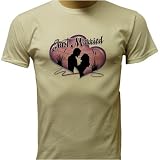 Just Married Heart Mens T-Shirt, Medium, Royal Blue