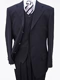 ~~ SPECIAL PRICE ~~ Brand New Mens Suit Italian Super 140's Merino Wool Hand Tailored NAVY SUIT + VEST w/ fine tone stripes ~~ Guaranteed Highest Quality or your money back