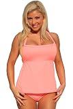 UjENA Coral Full Figure Tankini Plus Swimsuit