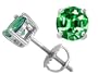 1.60 cttw Genuine Round Created Emerald Screw Back Earring Stud in 14k White Gold