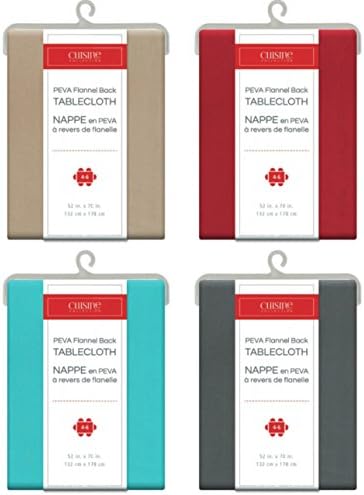 Vinyl Felt Backed Tablecloth - Solid Color Vinyl Tablecloth - Red / Turquoise / Charcoal / Beige - Multiple Sizes (52 X 70, BEIGE)