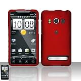 Red Rubberized Snap on Hard Skin Shell Protector Cover Case with Front and Back Piece for Htc Evo 4g