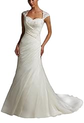 Sexy 2016 Organza Scoop Neck Mermaid Lace Applique Evening Dress/Prom Dress/Party Dress/Wedding Dress 