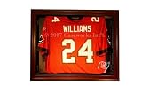 Tampa Bay Buccaneers Football Jersey Display Case with Removable Face and Mahogany Finish Frame