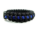 "Thin Blue Line" Paracord Survival Bracelet, 7 inches, by Perpetual Revolution