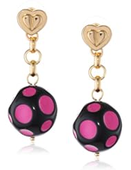 Betsey Johnson "Status" Polka Dot Bead Drop Earrings