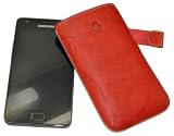 Produkt-Bild: Suncase Ledertasche (Lasche mit R&uuml;ckzugfunktion) f&uuml;r Samsung i9100 Galaxy S II wash-rot