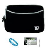 Black Neoprene Protective Sleeve Carrying Case Cover for BlackBerrybook 7-inch Tablet Compatible with all Models (16GB, 32GB, 64GB) + Anti Glare Clear Screen Protector + SumacLife TM Wisdom Courage Wristband