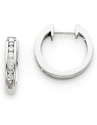 14k White Gold Diamond Hinged Hoop Huggie Earrings. Carat Wt- 0.25ct