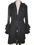 Charcoal Black Sheared Toscana Shearling 3/4 Coat w/Ruffled Edges and Sleeves