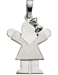 Charming Girl Pendant in 14k White Gold