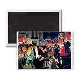 Central London busy - Paper boy andPolice - 3x2 inch Fridge Magnet - large magnetic button - Magnet