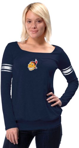 Cleveland Indians Cooperstown Women's Long Sleeve Armband Jersey Top - by Alyssa Milano