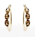 10k Yellow Gold Oval Smoky Topaz Hoop Earrings